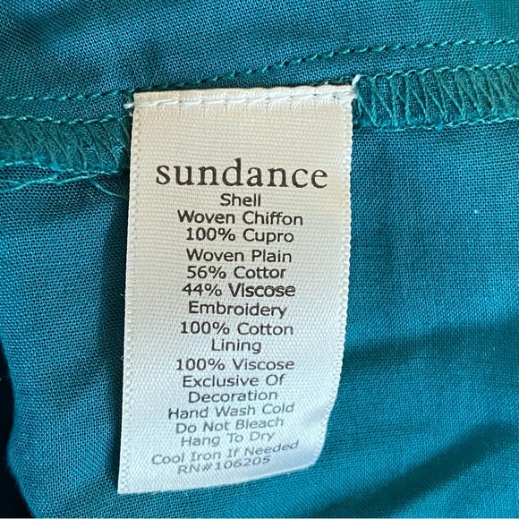 SUNDANCE Dress Chiffon Peasant Tiered Eyelet Maxi Sheer Boho Cottagecore Small - Picture 7 of 9